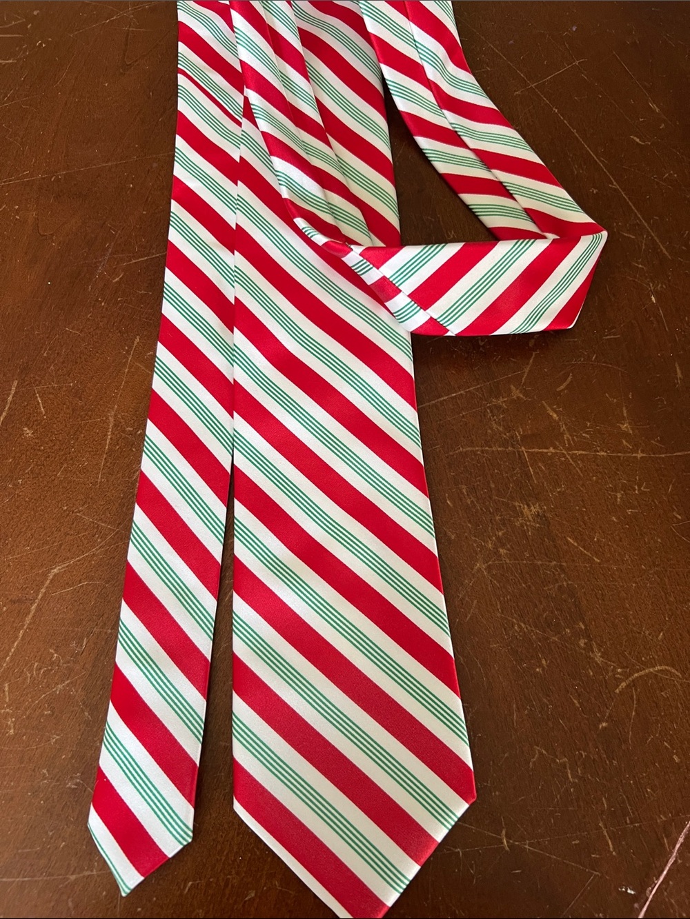 Hallmark Red White and Green Striped Holiday Tie